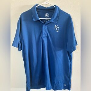 47 brand Kansas City Royals Large short-sleeve polo shirt in blue